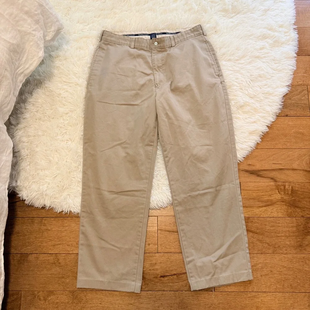 Polo Ralph Lauren Tan Khaki Chino Pants Mens 34x32 Classic Straight Leg Cotton